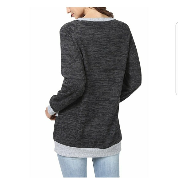 TRIBECA Grey and Charcoal Asymmetrical Sweater - Picture 2 of 4